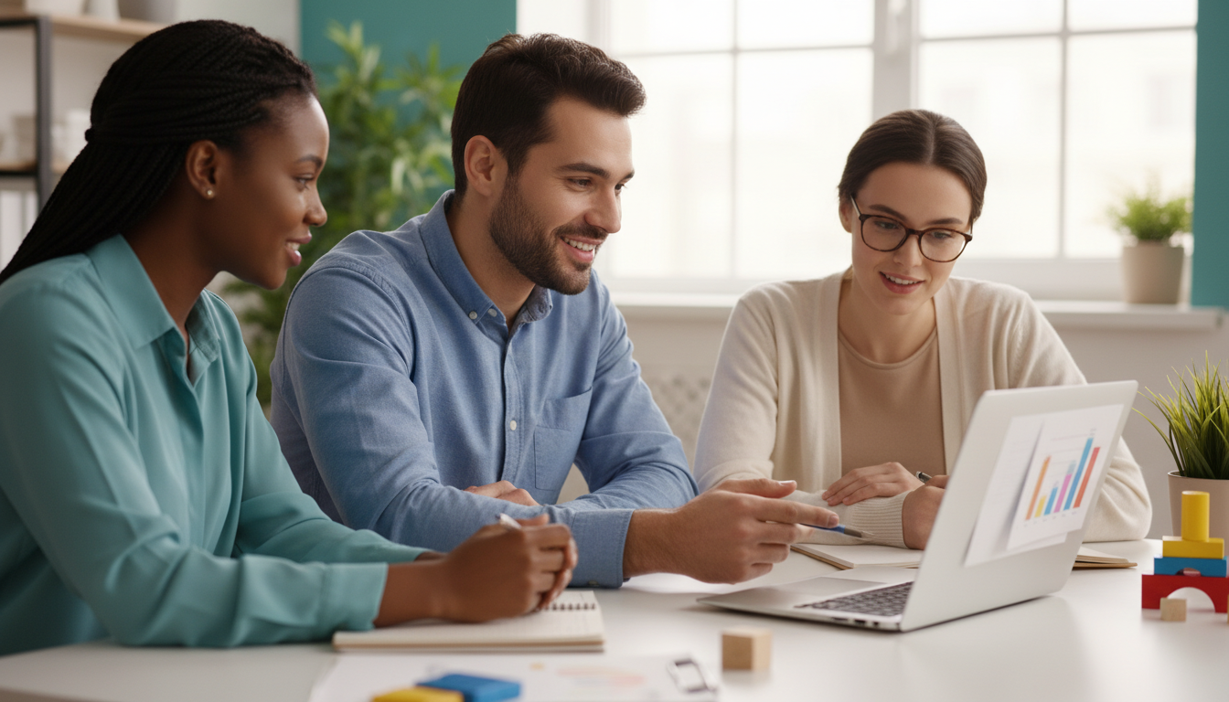 Therapists collaborating in a professional setting